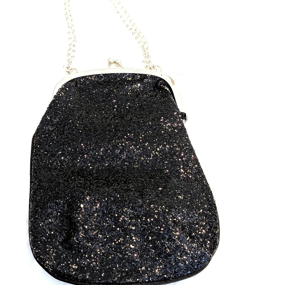 Icing Shoulder Cocktail Evening Bag Glittering Diva Glamour Black Vintage unused